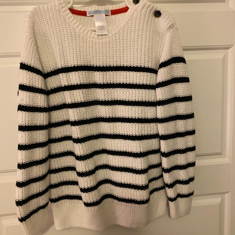 Janie & Jack Boys White Striped Sweater Size 4